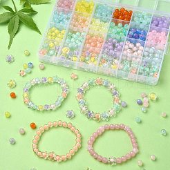 516 個 21 スタイルアクリルラウンドビーズ  イミテーションゼリー＆ツートン透明＆二層ビーズ  ミックスカラー  7.5~12x6~7mm  穴：1.8~2.5mm&nbsp;DIY-YW0008-09