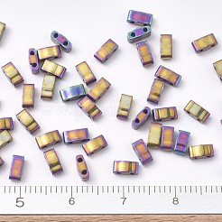 MIYUKIハーフティラビーズ  日本製シードビーズ  2の穴  （htl188)メタリックパープルゴールドアイリス  5x2.3x1.9mm  穴：0.8mm  約250PCS /ボトル  10 G /ボトル&nbsp;SEED-JP0008-HTL188