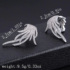 Feather Brass Micro Pave Clear Cubic Zirconia Hoop Earrings&nbsp;FS-WG65436-02