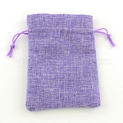 Polyester Imitation Burlap Packing Pouches Drawstring Bags&nbsp;ABAG-R004-14x10cm-08