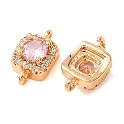 Brass Pave Pink Cubic Zirconia Connector Charms&nbsp;CU-CBAEC99-14G