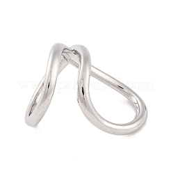 変色しない304ステンレススチール製クロスオープンカフ指輪、男女兼用  ステンレス鋼色  usサイズ7（17.3mm）&nbsp;RJEW-S414-09B-P