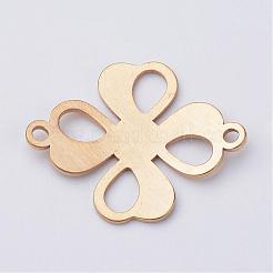 201 ステンレススチールリンクコネクター  花  ゴールドカラー  30x23.5x1mm  穴：2mm&nbsp;STAS-S061-04B