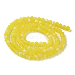 ジェイド風ガラスビーズ連売り  半分ABカラーメッキ  多面カット  艶消し  ロンデル  きいろ  3.5~3.8x3mm  穴：0.8~1mm  約105~110個/連  29~31cm&nbsp;EGLA-A034-T3mm-MB17