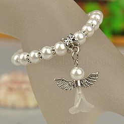 Lovely Wedding Dress Angel Bracelets for Kids&nbsp;BJEW-JB00727-19