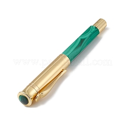 天然マラカイト真鍮ペン  レイキエネルギー万年筆  ペンケース付き  オフィス＆スクール用品  142x19x14mm&nbsp;AJEW-M209-02G