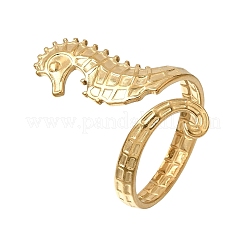女性用304ステンレススチールカフオープンリング  タツノオトシゴ  ゴールドカラー  31mm  内径：20mm&nbsp;SA-CBA7062-23G
