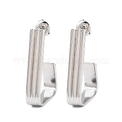 304ステンレススチール製台形スタッドピアス  手動研磨  ステンレス鋼色  32x6mm&nbsp;EJEW-P324-13P