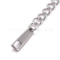 変色防止304ステンレススチールチェーンエクステンダー  カーブチェーン  202個のステンレススチールチェーンタブ付き  長方形  ステンレス鋼色  69mm  リンク：3.7x3x0.5mm  チェーンタブ：10x3x0.5 mm&nbsp;STAS-F268-14P