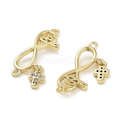Rack Plating Brass Micro Pave Clear Cubic Zirconia Infinity with Cross Links Connector&nbsp;KK-Z064-31G