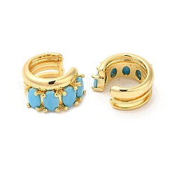 Real 16K Gold Plated Brass Cuff Earrings with Rhinestone for Women&nbsp;EJEW-D065-07G-02