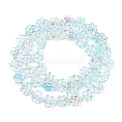 電気メッキガラスビーズセット  花  ABカラーメッキ  半分メッキ  ライトブルー  12x13x5mm  穴：1mm  約50個/連  25.59''（65センチメートル）&nbsp;EGLA-P069-02A-AB03