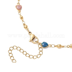 304ステンレススチールエナメルチェーンネックレス＆ブレスレットセット  ハート  ゴールドカラー  187mm&nbsp;SJEW-JS01378