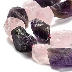 Rough Raw Natural Rose Quartz & Amethyst Beads Strands&nbsp;G-J388-04