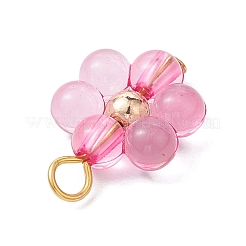 アクリルパーツ  CCBプラスチックスペーサービーズと鉄製フラットヘッドピン付き  花  ミックスカラー  22.5x15x6mm  穴：3mm&nbsp;PALLOY-JF02688