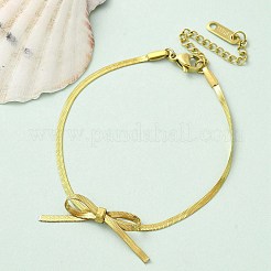 304 Stainless Steel Herringbone Chains Bracelets&nbsp;BJEW-C084-01G