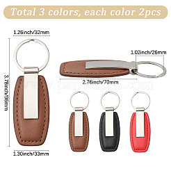 6Pcs 3 Colors Leather Keychains with Alloy Rings&nbsp;AJEW-SC0031-14