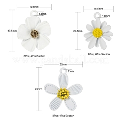 24個6スタイルスプレー塗装合金ペンダント  花/デイジー＆花  ミックスカラー  20.5~25x16.5~22x4~6mm  穴：1.8~2mm  4個/スタイル&nbsp;FIND-LS0001-70