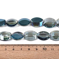 電気メッキガラスビーズセット  半分メッキ  オーバル  ダークシアン  17x14x6~6.5mm  穴：0.9~1mm  約36~37個/連  23.82~24.80インチ（60.5~63cm）&nbsp;EGLA-Q134-02A-B04