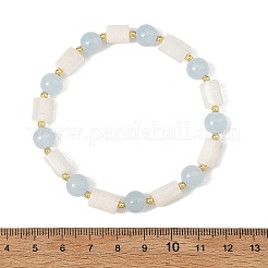 8MM Round Natural White Moonstone and Column Dyed White Jade Beaded Stretch Bracelets&nbsp;BJEW-JB14488
