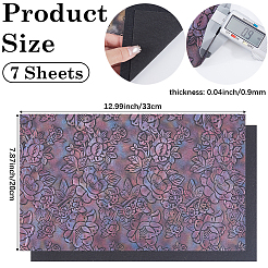 7枚 7色 花柄 合成皮革生地  DIYクラフト製作用品  ミックスカラー  330x200mm  1pc /カラー&nbsp;DIY-CL0001-49
