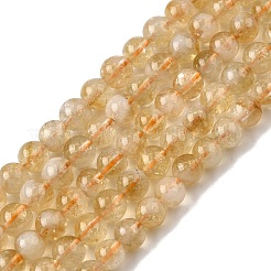 加熱された天然シトリンビーズ連売り  ラウンド  6~7mm  穴：0.6mm  約61個/連  15.35''（39センチメートル）&nbsp;G-D323-A01-6mm-B