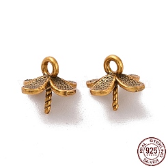 925スターリングシルバーペンダントベイル  花  アンティーク黄金  7x8x8mm  穴：0.2mm  ピン：0.8mm&nbsp;STER-D036-17AG