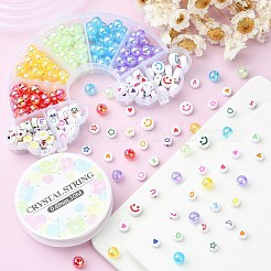 302 個 9 スタイル透明 & 不透明レインボー虹色アクリルビーズメッキとエナメル  ラウンド＆フラットラウンド  ミックスカラー  7~10x3~5mm  穴：2mm&nbsp;MACR-CJ0001-55