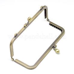 バッグクラフト用アイアン製がま口金具  アンティークブロンズ  85x180x12mm  穴：1.5~5mm&nbsp;FIND-T008-082AB