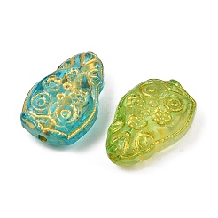 Baking Paint and Golden Metal Enlaced Glass Beads&nbsp;DGLA-T004-16M