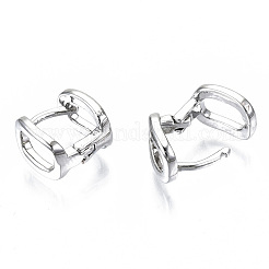 真鍮製フープピアス  長方形  プラチナメッキ  10x10x7mm  ピン：1x1mm&nbsp;EJEW-S201-245P