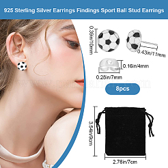 女性用スポーツボール合金スタッドピアス4組  スターリングシルバーのイヤリング金具925個付き  サッカー  10mm&nbsp;EJEW-BBC0001-52E