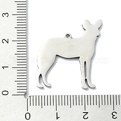 変色しない201ステンレススチールペンダント  レーザー切断  犬チャーム  ステンレス鋼色  26x26x1mm  穴：1.4mm&nbsp;STAS-R118-05P