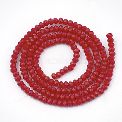 オペークソリッドカラーガラスビーズ連売り  多面カット  ロンデル  レッド  3x2mm  穴：0.5mm  約135~140個/連  32~34cm&nbsp;GLAA-S178-14B-02