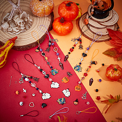 Halloween Theme DIY Acrylic/Glass Beads & Alloy Enamel Pendants Mobile Phone Strap Making Kits&nbsp;DIY-SC0031-90