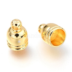真鍮製コードエンドパーツ  長持ちメッキ  ゴールドカラー  9x6mm  穴：1.5mm  内径：4.8mm&nbsp;X-KK-C101-03G-A