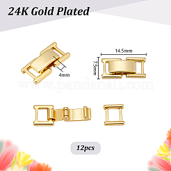 真鍮製時計バンド留め具12個  カドミウムフリー＆鉛フリー  長方形  24KGP本金メッキ  14.5x7.5x4mm&nbsp;KK-PH0013-21