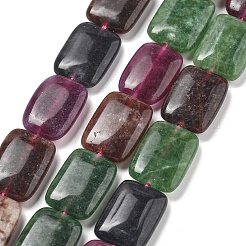 天然石マレーシアジェイドビーズ連売り  染め  長方形  ミックスカラー  18x13x5mm  穴：1mm  約10~11個/連  7.28''~7.87''（18.5~20センチメートル）&nbsp;G-K392-B14-13x18mm
