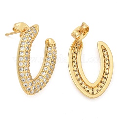 Rack Plating Brass Micro Pave Clear Cubic Zirconia Stud Earrings for Women&nbsp;EJEW-C125-21A-G