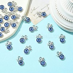 25個の合金ペンダント  樹脂と  言葉を持つナザールボンジュウ  ダークブルー  13.5x9x3mm  穴：1.8mm&nbsp;FIND-CJ0001-50