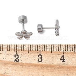 女性用304ステンレススチールスタッドピアス  花  ステンレス鋼色  7.5x7.5mm&nbsp;X-EJEW-E603-05G-P