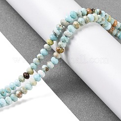 天然石ハウライトビーズ連売り  染め  多面カット  ロンデル  淡いターコイズ  4.5x3mm  穴：0.8mm  約123~127個/連  15.24~15.55''（38.5~39.5センチメートル）&nbsp;G-H025-03C-09