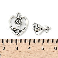 合金のチベット風チャーム  ヒマワリ  ローズ  蓮と花のシリーズペンダントセット  アンティークシルバー  12~23x8~19x1~5mm  穴：1.1~3mm&nbsp;FIND-M058-09AS