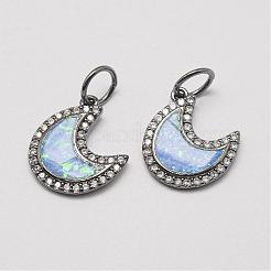 Brass Cubic Zirconia Charms&nbsp;ZIRC-P036-22-B03-RS