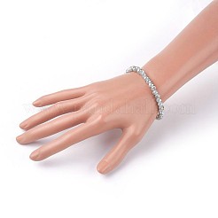 電気メッキガラスビーズストレッチブレスレット  半分メッキ  多面カット  ラウンド  ミックスカラー  2インチ（5cm）&nbsp;BJEW-JB04021
