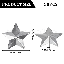 鉄製ディスプレイ装飾50個  メタルスターオーナメント  プラチナ  63x63x0.1mm&nbsp;IFIN-GF0001-38A