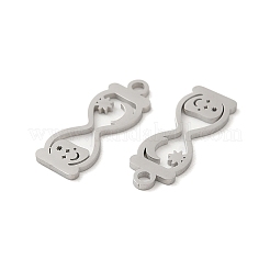 304ステンレスペンダント  レーザー切断  砂時計の魅力  ステンレス鋼色  19x7x1mm  穴：1.6mm&nbsp;STAS-J042-27P
