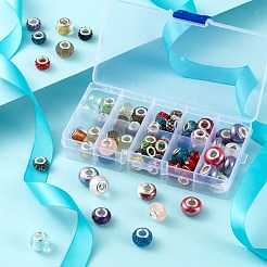 DIYジュエリー作成キット  ロンデルアクリル＆ポリマークレイラインストーン＆レジンラインストーン＆透明ガラス＆パール化手作り磁器ヨーロピアンビーズを含む  ミックスカラー  70個/箱&nbsp;DIY-LS0001-80