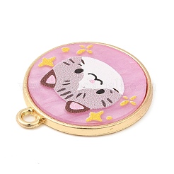 合金ペンダント  アクリルと  カドミウムフリー＆ニッケルフリー＆鉛フリー  フラットラウンド  猫の形  23x20x2mm  穴：1.8mm&nbsp;FIND-C037-15G-03