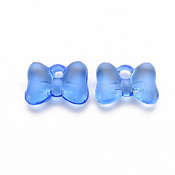 透明なアクリルパーツ  蝶結び  ブルー  13.5x18x5.5mm  穴：2.5mm  約625個/500g&nbsp;TACR-T024-02BA-940